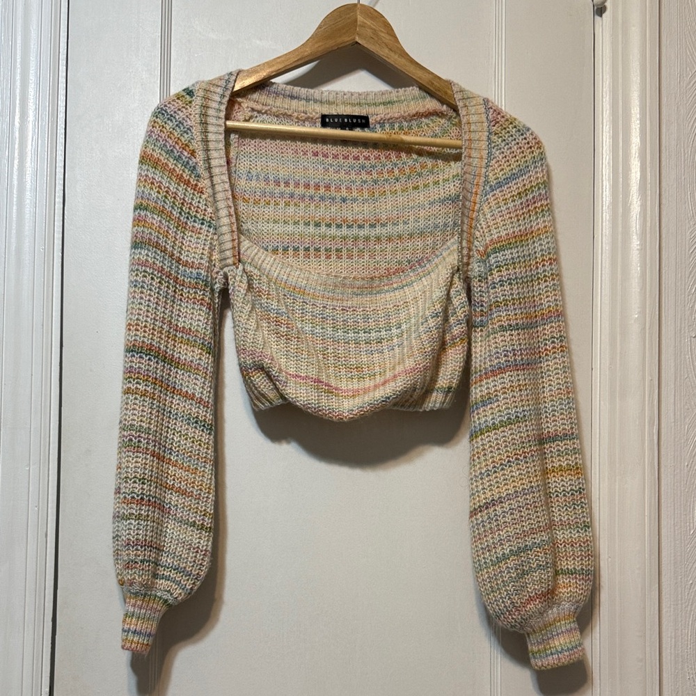 Blue Blush Multicolor Knit Crop Top